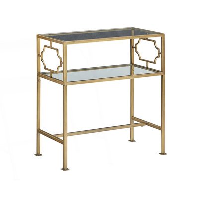 Rectangular Metal And Glass Accent Table, Drink Table