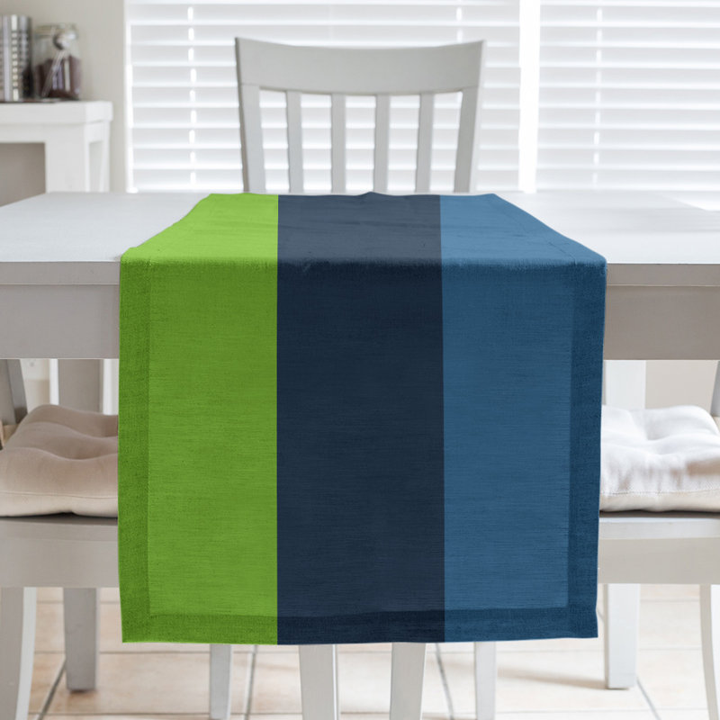 Minnesota Basketball Table Runner, 72" L x 16" W, Aurora Green/Navy/Blue, Poly Twill