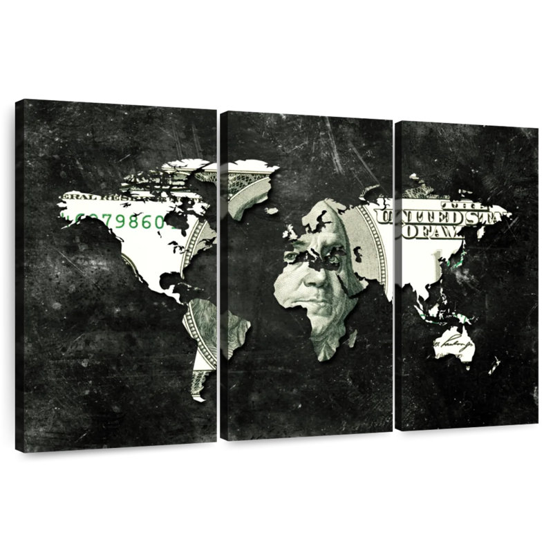 Carte du monde en dollars américains Aliaz, H 28 po x l 45 po