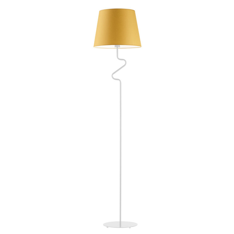 Lutjens 174cm Traditional Floor Lamp, White, Mustard