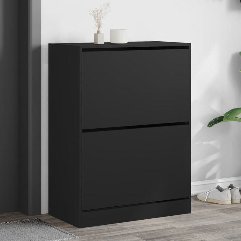 12 Pair Shoe Storage Cabinet, Black