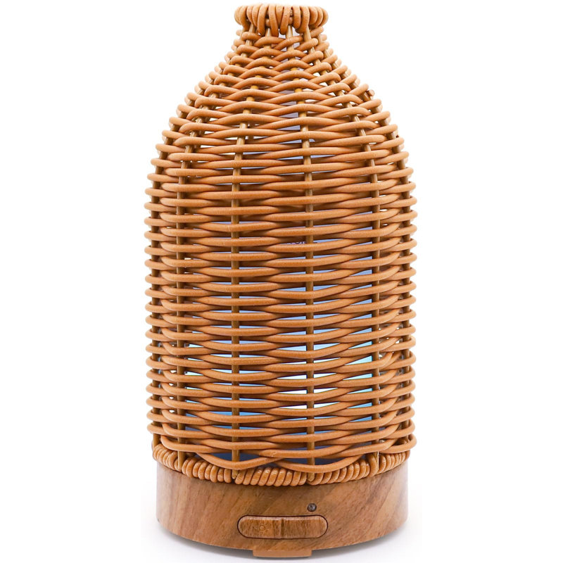 Essential Oil Diffuser - Multifunction Aromatherapy Diffuser 7 LED Color Changing Light 100ML Rattan Diffuser Easy To Clean Suitable For Home,Office (Tan)
