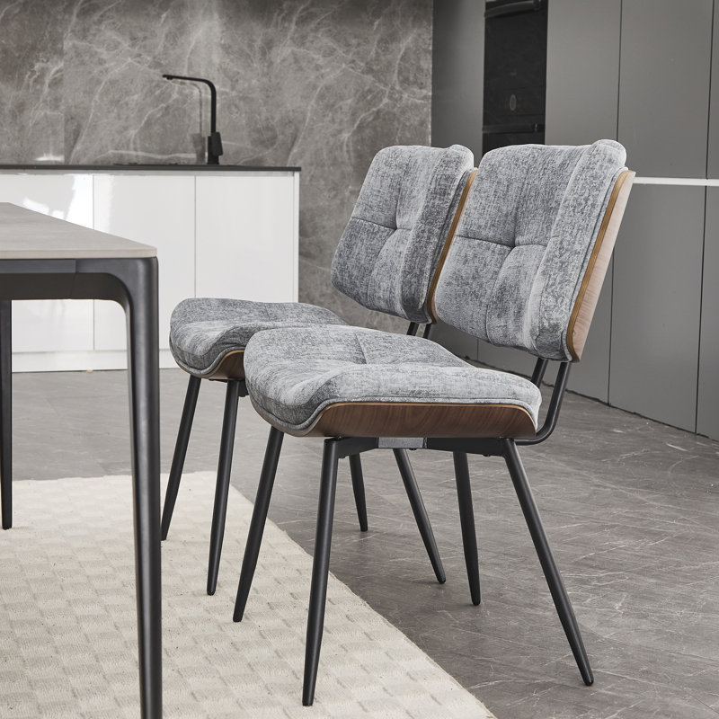 Fabric Upholstered Armless Chair, Gray