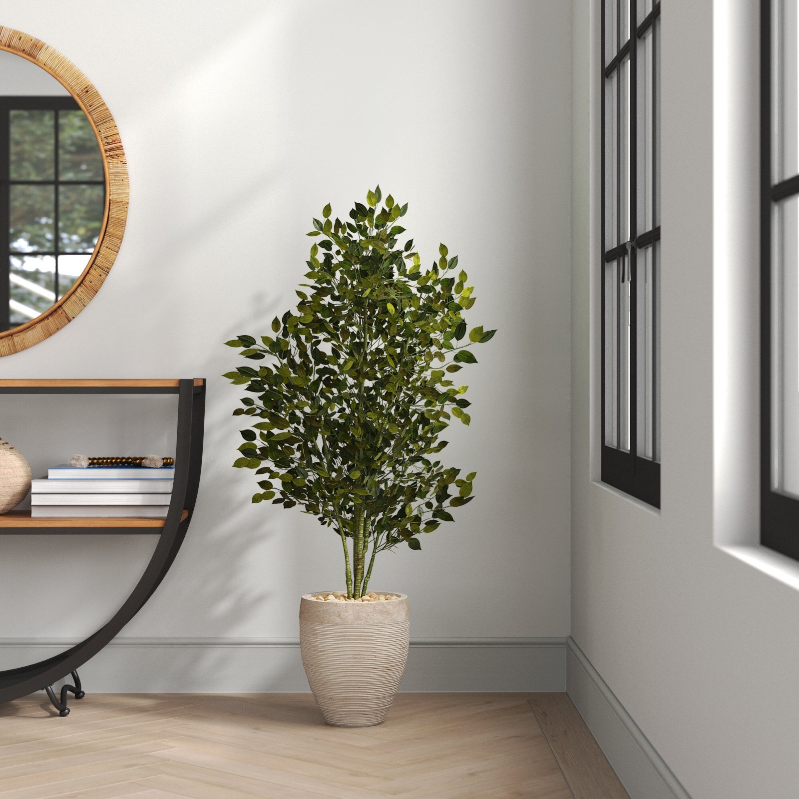 53'' Faux Ficus Tree in Earthenware Planter