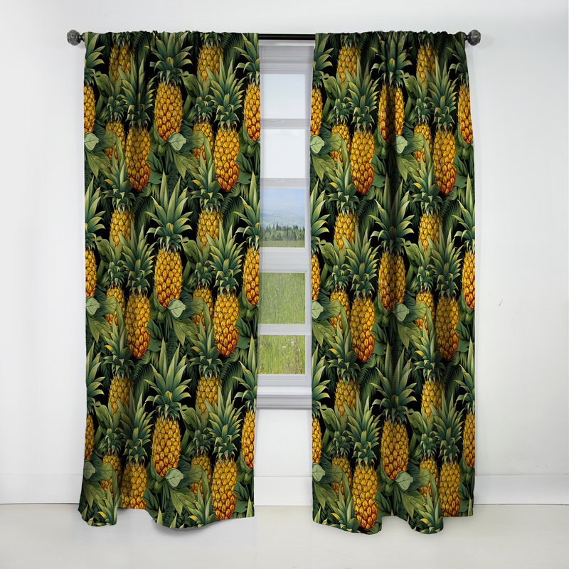 Pineapple Delight - motif tropical V - Rideau floral - Rideau occultant floral - 1 panneau, L 52 po x L 84 po