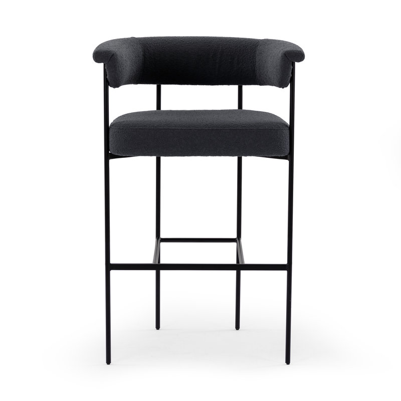 Carrie Upholstered Stool, Counter Stool (26.5" Seat Height), Light Camel Polyester, Solid
