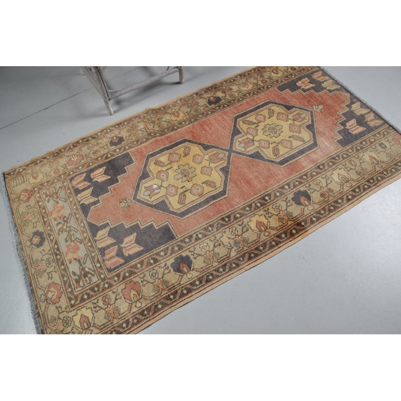 Authentique tapis turc tissé à la main vintage Oushak, idéal pour la décoration et l'espace de vie bohémiens