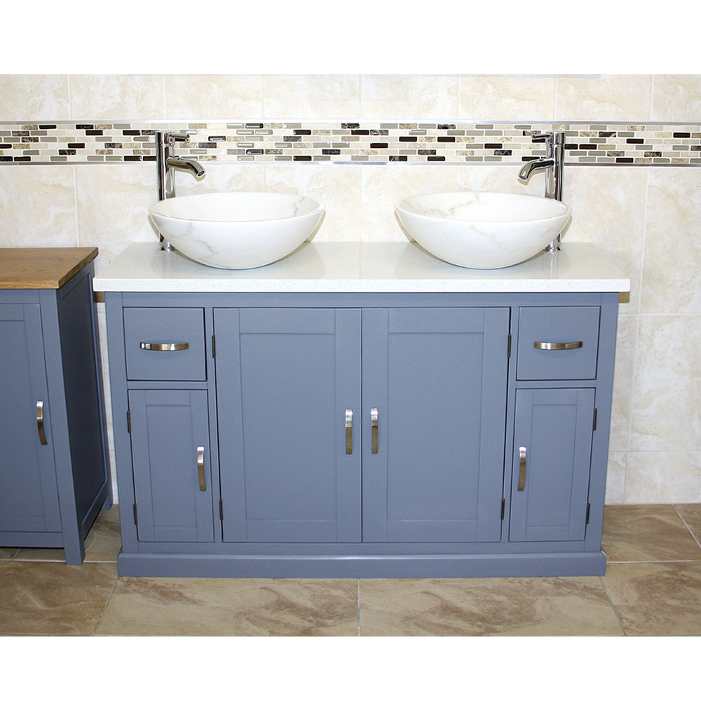 Maui 1230mm Double Bathroom Vanity with Vessel Stone Basin
