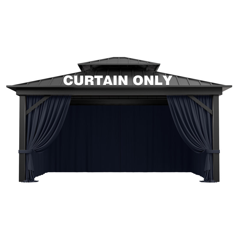 4-Panels Sidewall Curtains For Gazebo, Only Curtains, 78.74" H x 192" W x 144" D, Navy Blue