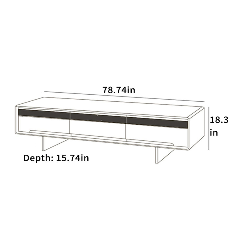 Meuble télé moderne à 3 tiroirs, 78.74"