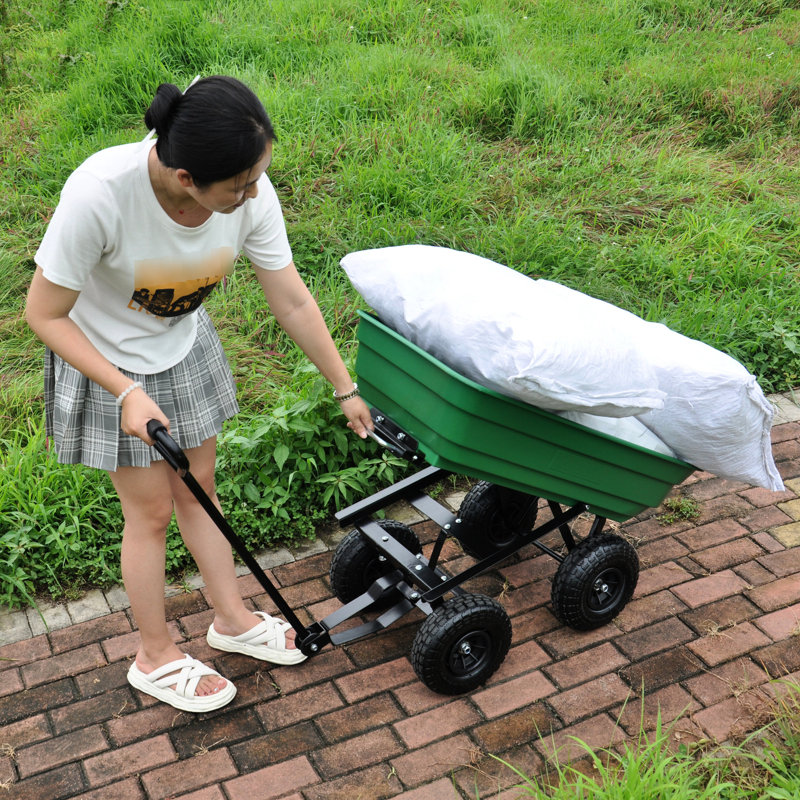 Chariot de jardin avec assemblage facile - pneu de 10 po, capacité de 300 lb, corps de 75 l, poignée de 180 degrés, herbe de pneu de 10 pouces, tour de 75 litres