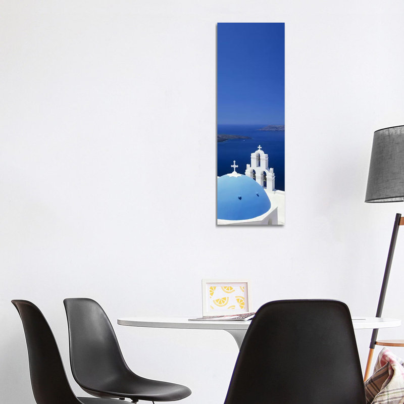 High Angle View Of A Church, Firostefani, Santorini, Cyclades Islands, Greece by Panoramic Images - Wrapped Canvas Panoramic Print