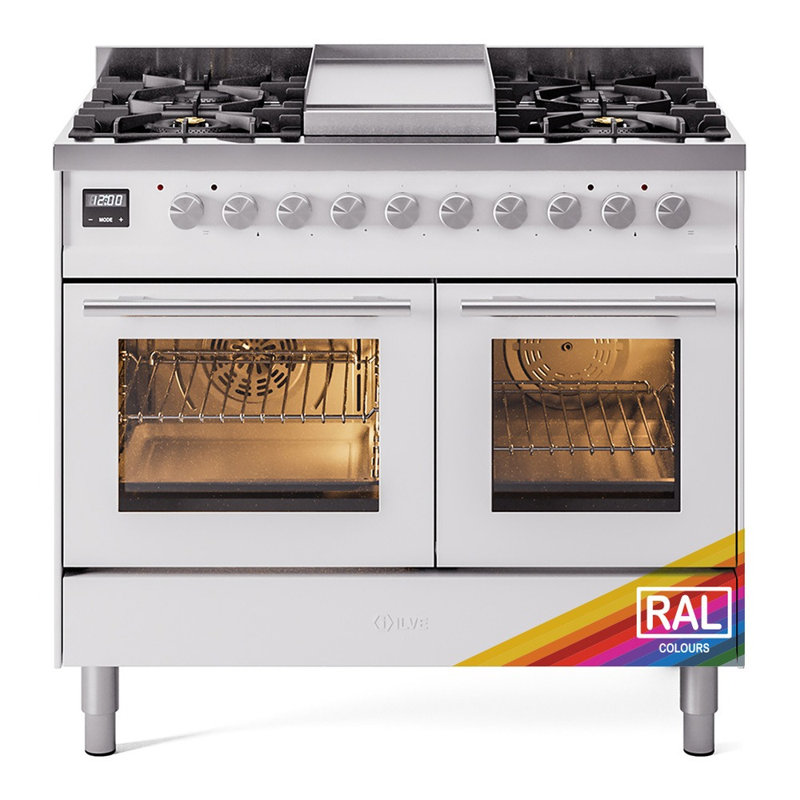 ILVE Professional Plus II 40 in Dual Fuel Range, Ral Classic/Stainless Steel, Liquid Propane