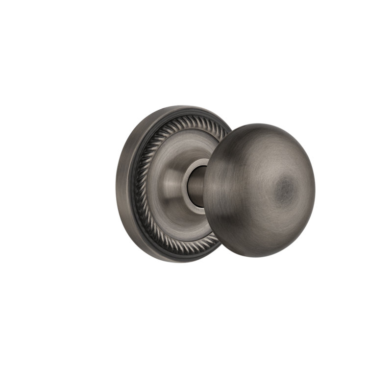 Rosette en corde avec bouton de porte New York, Étain antique, 2-3/4"