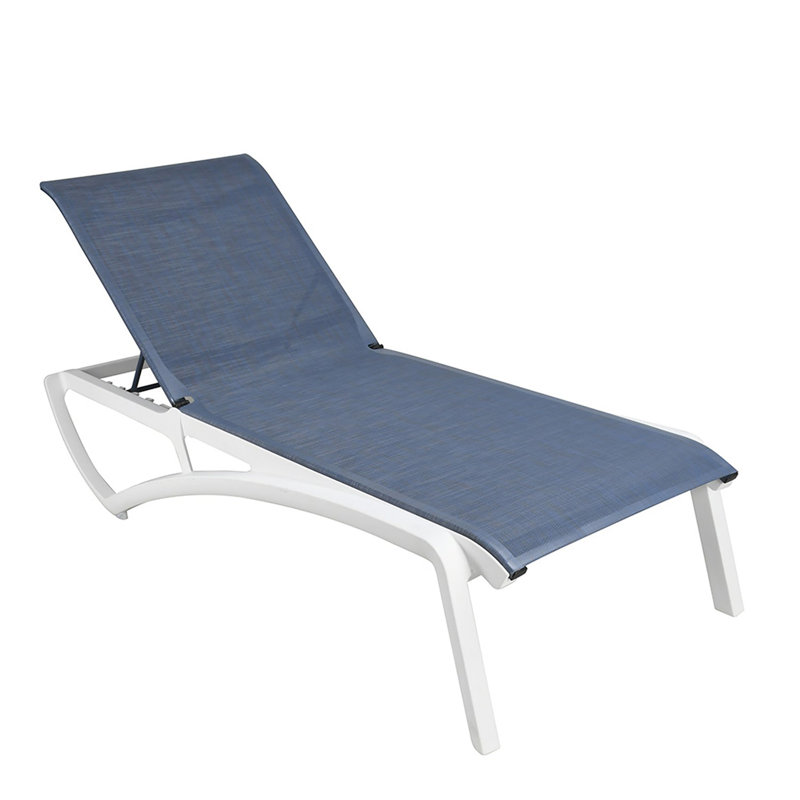 Chaise longue inclinable 32,5 po Sunset, Bleu, Blanc