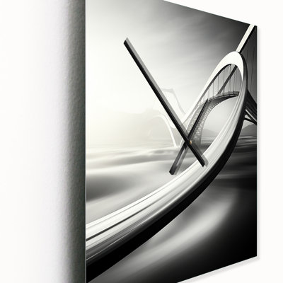 Horloge murale grise moderne Bridge In Motion I - paysages urbains