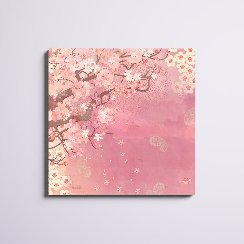 «Tokyo Cherry II», peinture sur toile, H 36 po x l 36 po