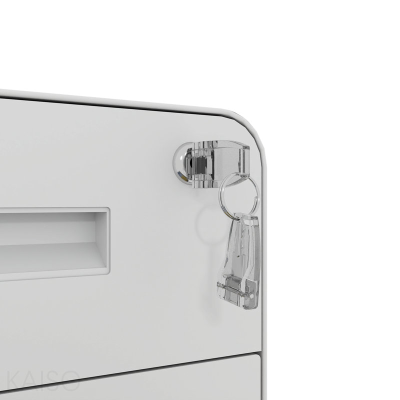 3-Drawer Wide Mobile File Cabinet With Lock, All-Steel Metal Storage Cabinet On Casters, For Home & Office,White, Fully Assembled, Holds A4/Letter Files, 110lbs/Drawer