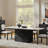 Hernest 84" Rectangular Stone Dining Table with Three-Dimensional Design Solid Wood Blocks Base