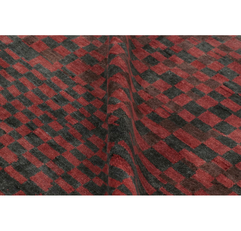 Moroccan Hand Knotted Wool Geometric Area Rug, Rectangle 10' x 14'