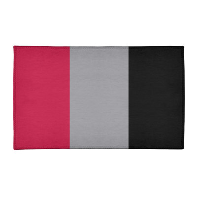 Tapis rouge rayé/argent/noir zone