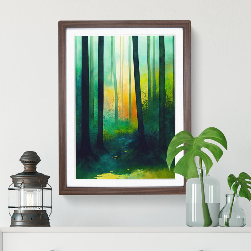 Vibrant Forest No.1 - Wall Art, 48cm H x 36cm W, Walnut Framed Paper, White