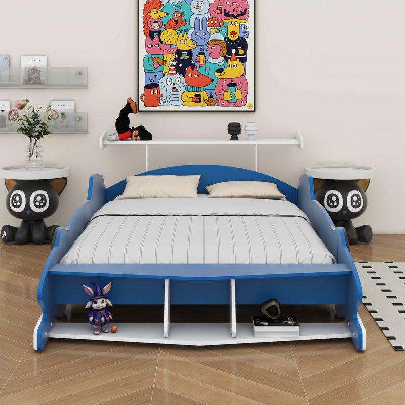 Lit plateforme avec roulettes Race, Double, Bleu