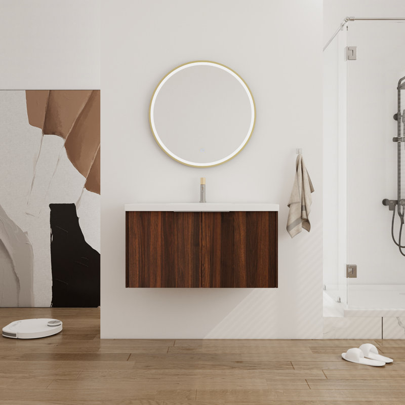 Meuble-lavabo simple avec comptoir 35,74 po Tiène, Brun