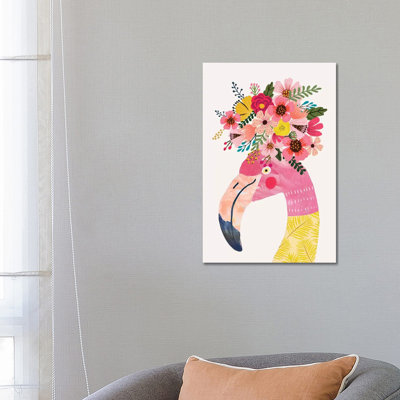 Flamingo 1 Piece Wrapped Canvas Wall Art
