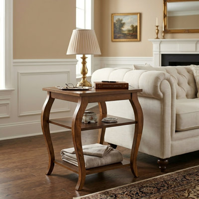 Table de bout à deux tablettes avec plateau carré de style transitionnel Jaydence
