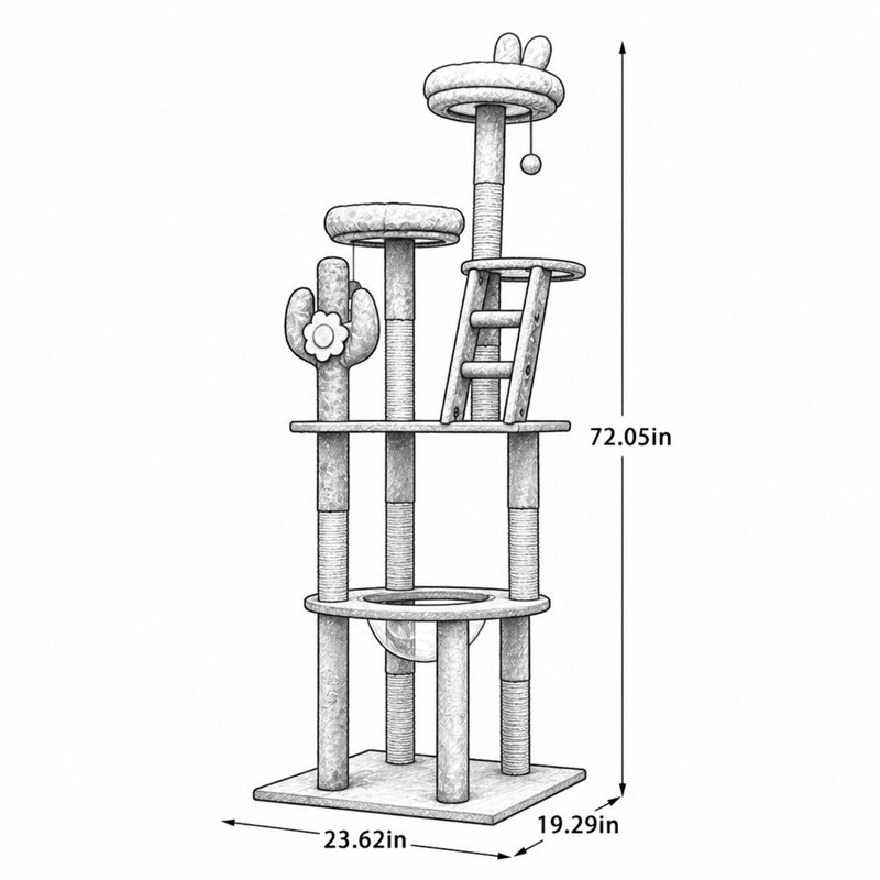 72.05 " H Cat Toys and Cat Perch