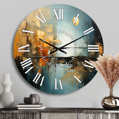 Horloge murale Teal Orange Bold Energy I - Abstract Collages