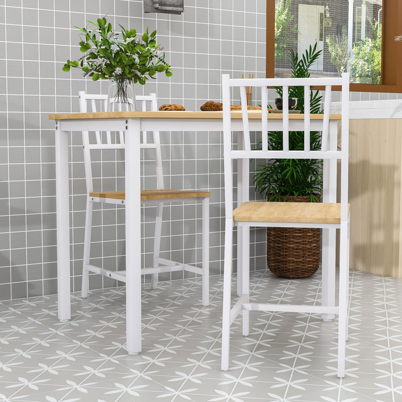 Ensemble de salle à manger de style industriel avec 2 chaises et une table compacte pour le petit-déjeuner ou la salle à manger