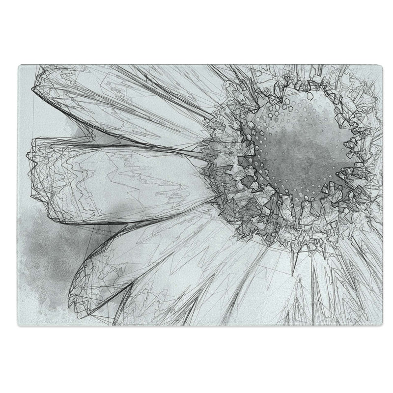 Tempered Glass Pretty Flower Chopping Board, 39 cm W x 28.5 cm L