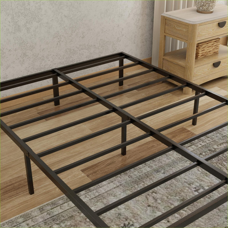 Under-Bed Storage Platform Foundation for Bedroom, Heavy-Duty Sleek Black Steel Twin XL, No Box Spring Required, Twin XL