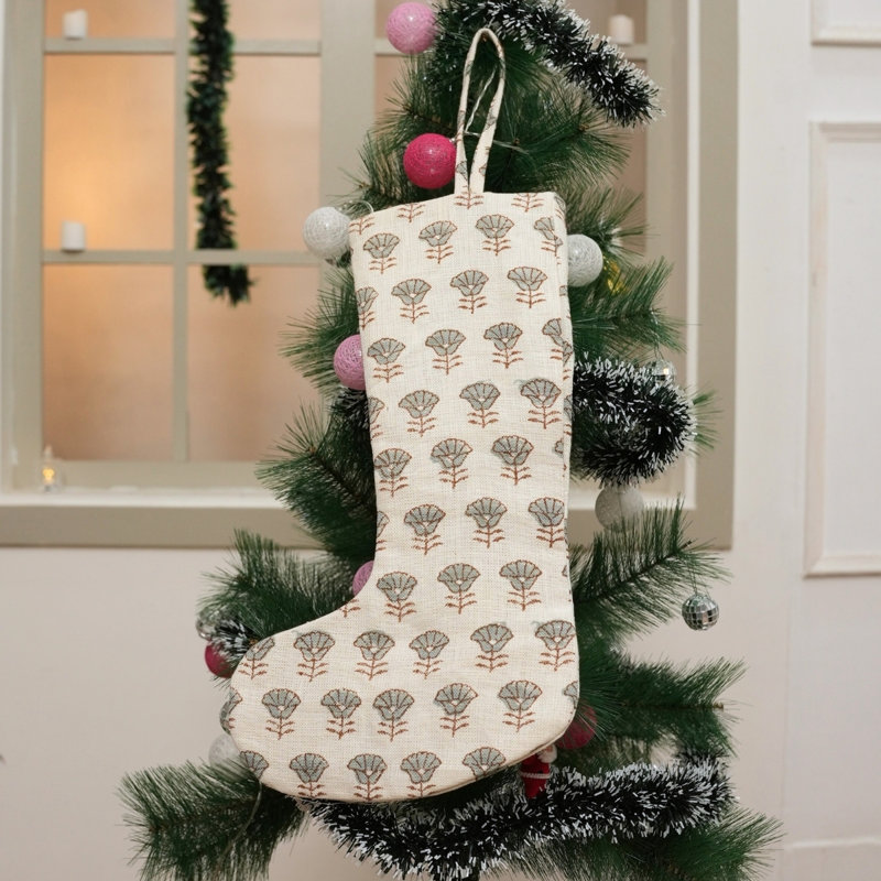  Chaussette de Noël en lin Artisan, H 10 po x l 4,5 po