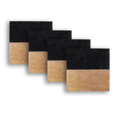 Ensemble de 4 sous-verres en bois et en résine de 4 po Ebern Designs
