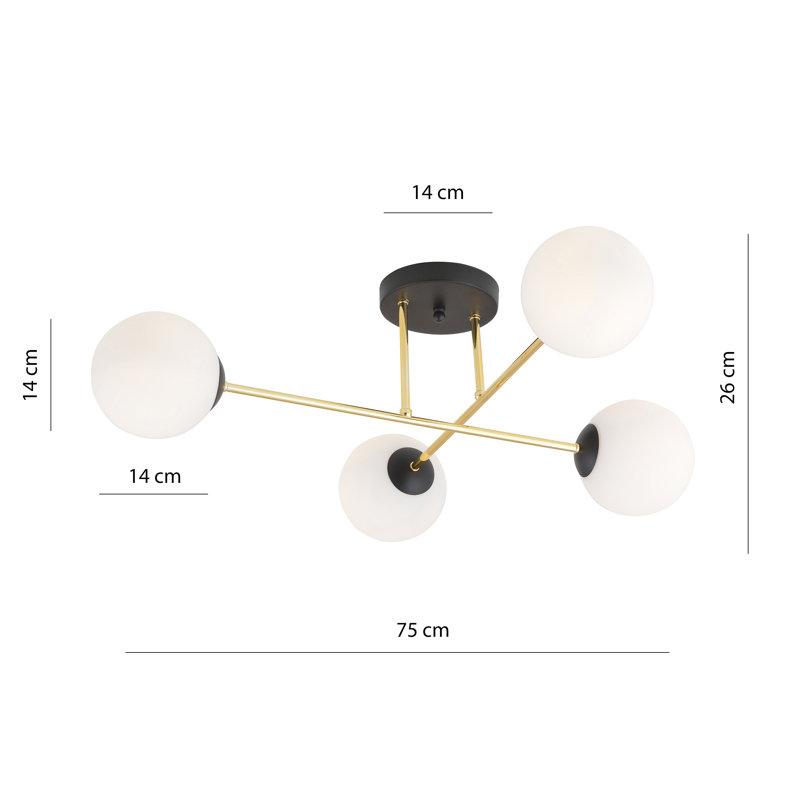Wisby 4 - Light Dome Chandelier, Black, White