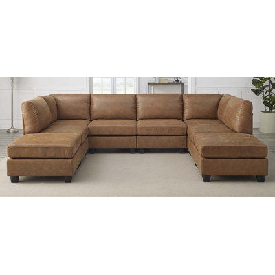 Canapé modulaire en similicuir avec coussins amovibles