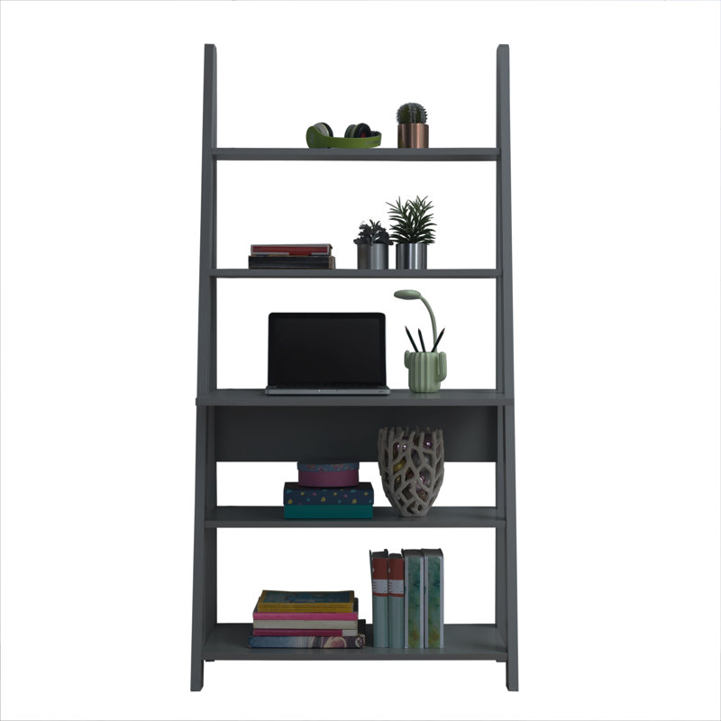 LPD Home 175.5cm H x 64cm W Ladder Bookcase, Dark Grey, 84.2 cm x 17.5.4 cm x 36.7 cm
