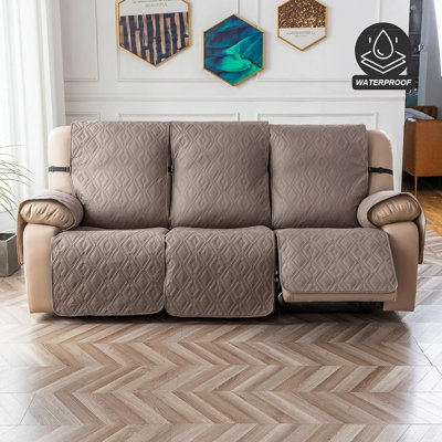Housse pour canapé inclinable - Taupe - Imperméable, envers antidérapant, lavable, adapté aux animaux de compagnie et aux enfants, convient à un canapé inclinable à 3 coussins