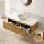 Meuble-lavabo 48 po, meuble-lavabo flottant en contreplaqué avec 2 tiroirs, capteur de lumière, vasque en céramique blanche à motif de pierre et plateau en pierre frittée-2042873995-2042873994
