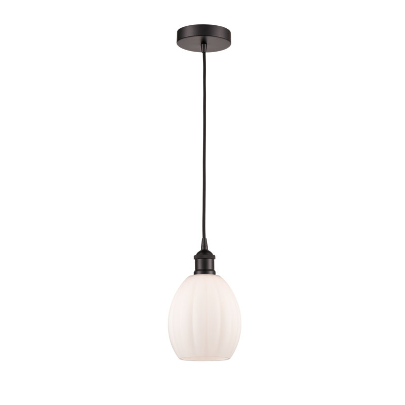 Luminaire suspendu simple à 1 lumière Bolduc, Blanc, Bronze huilé
