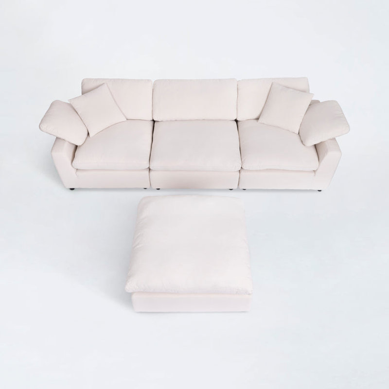 Canapé modulaire 4 pièces Donneshia, Mélange de lin beige