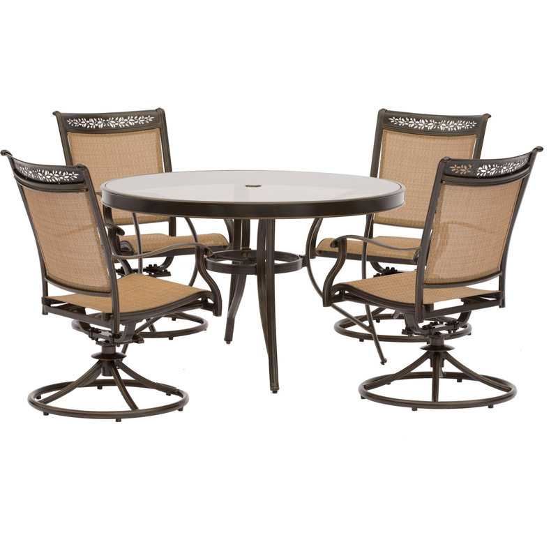 Bucher 4 - Person Patio Dining Set with Round Table