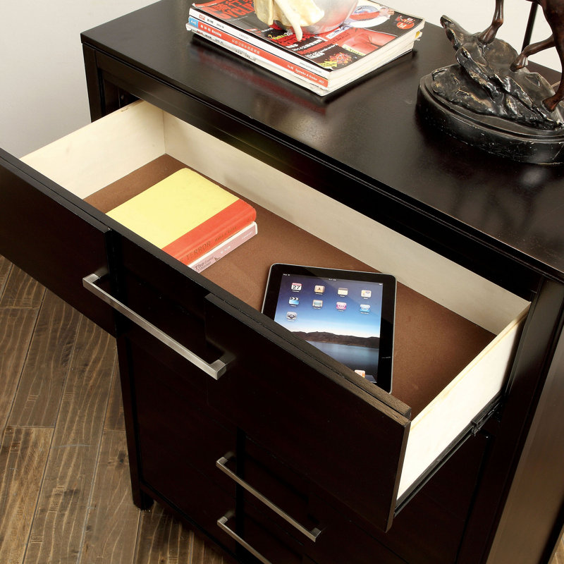 Commode 5 tiroirs Cayer, Espresso