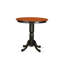 Ensemble de comptoir de cuisine 5 pièces comprenant une table de salle à manger ronde avec piédestal et 4 chaises de salle à manger rembourrées en tissu de lin, 36 po x 36 po, noir et cerisier-1269312309-1309328922-1265791597