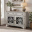 Buffet en bois au fini argenté avec tiroirs et rangements, meuble d'appoint de style traditionnel pour le rangement et la présentation dans la salle à manger