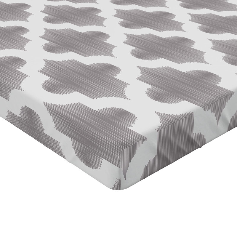 Drap-housse orange Ambesonne, Drap-housse pour lit simple TG, Gris pâle / blanc géométrique