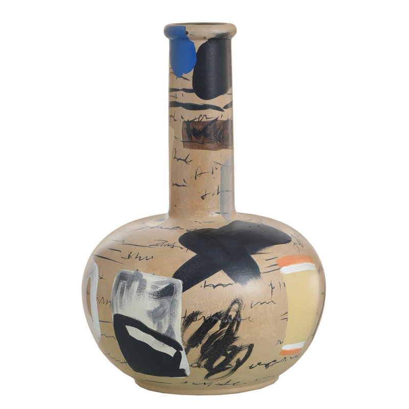 Cary Vase - Beige/Blue Finish on Ceramic